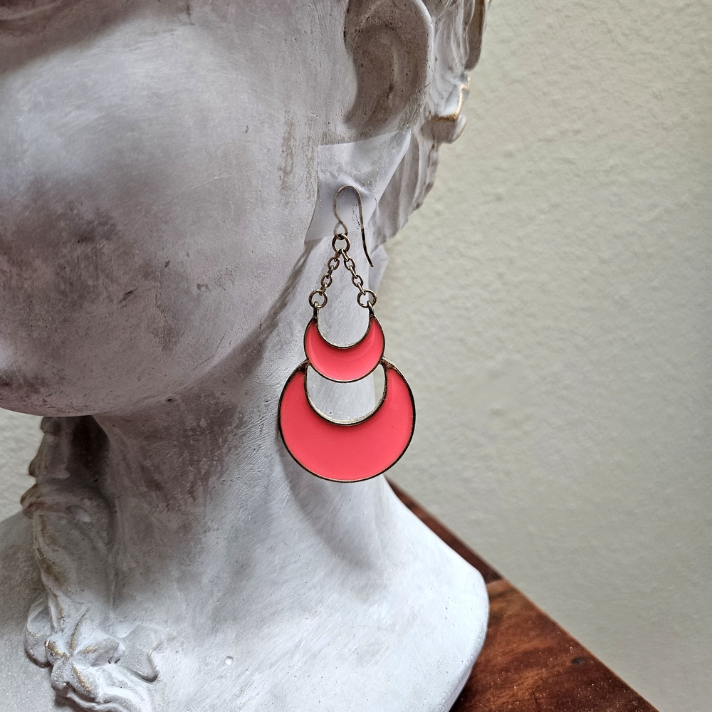 Anthropologie Hot Pink Geometric Earrings